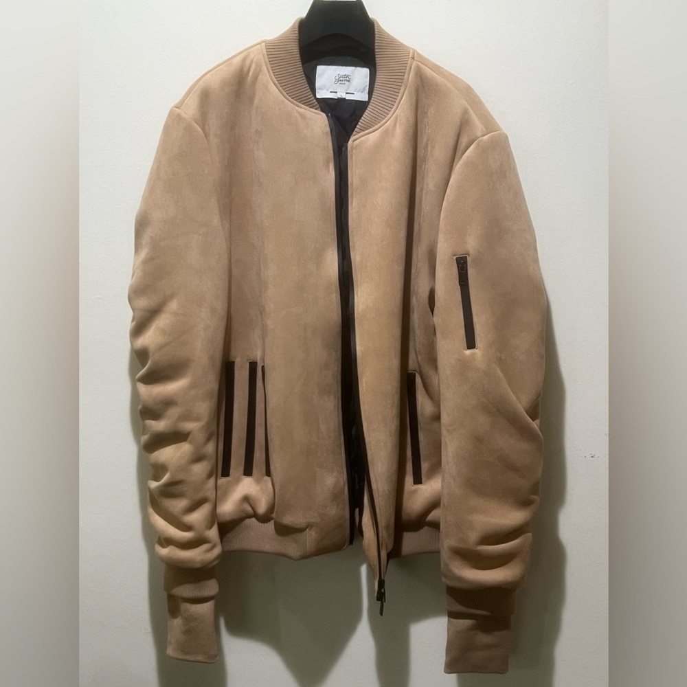 Sixth June - Like New - Tan Vegan Suede-Like Bomber Jacket Size Large